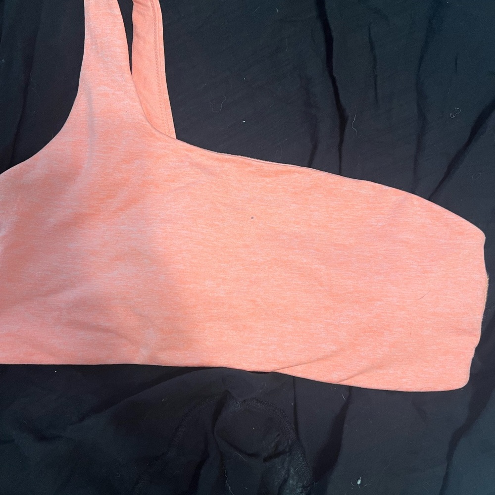 Aerie Sports Bra Bundle - one shoulder peach & gray crops